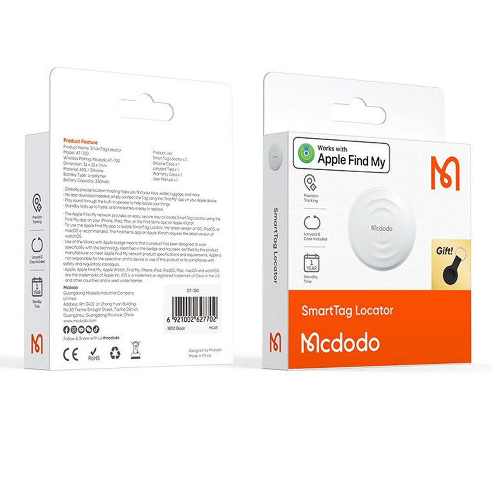 McDodo SmartTag AT-7200 pour séries iOS, Blanc