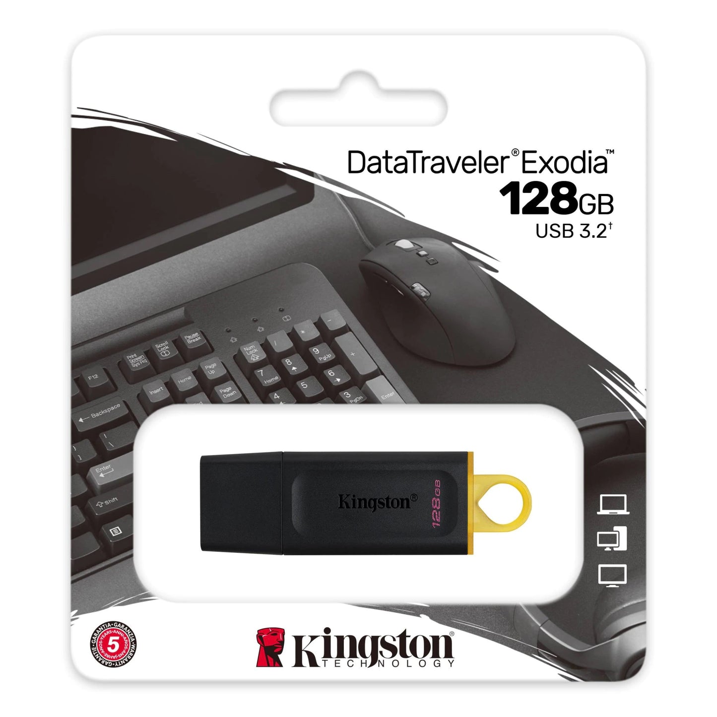 Kingston DT Exodia USB-A 3.2 Stick 128GB | Schwarz-Gelb | Speicher