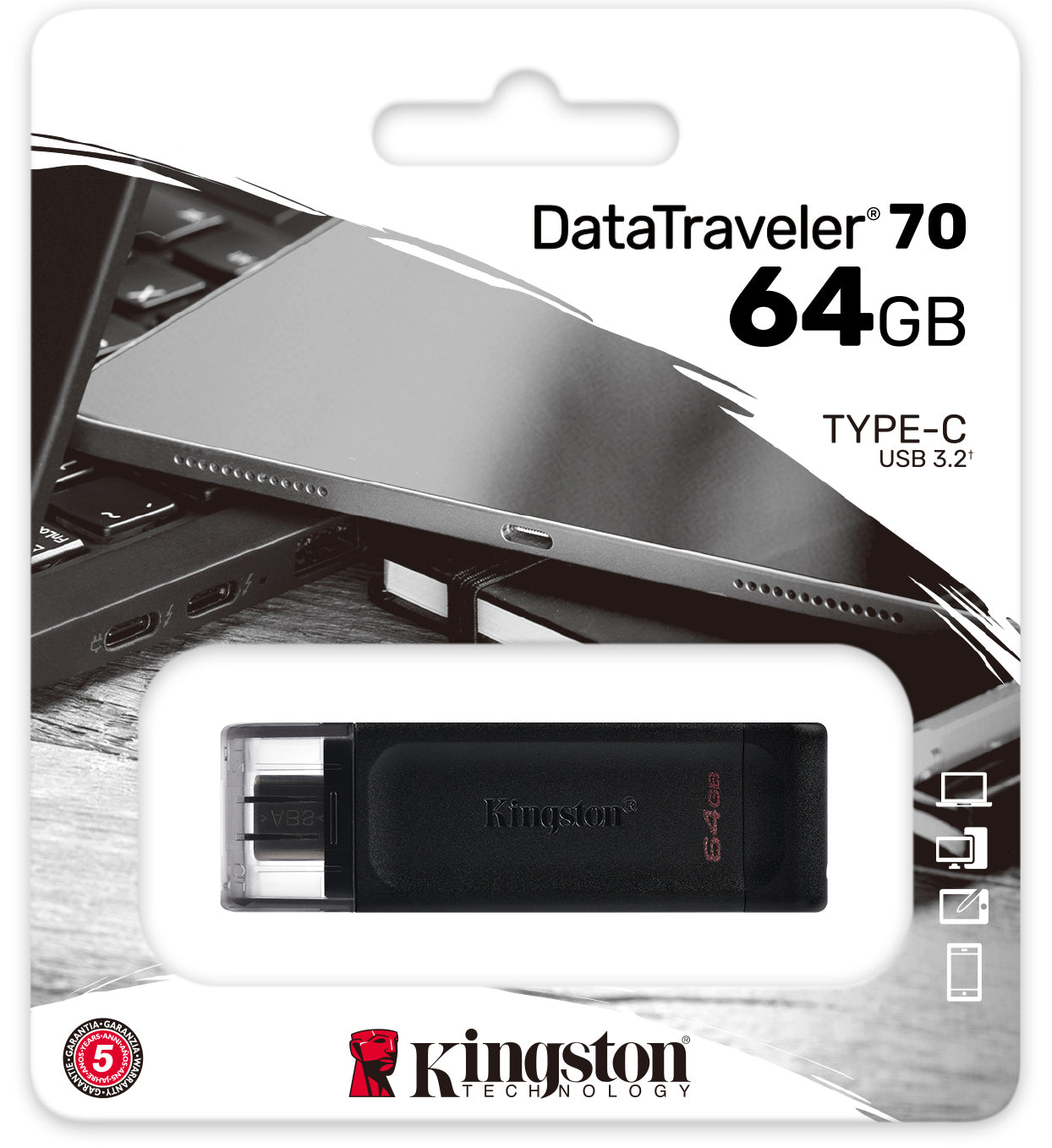 Mémoire Externe USB-C Kingston DT70, 64Gb DT70/64GB