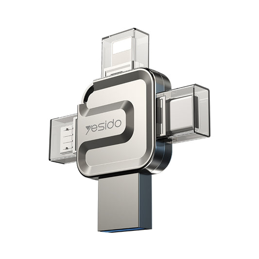 Memoria Esterna USB-A 3.0 / Lightning / USB-C / microUSB Yesido FL15, 64Gb