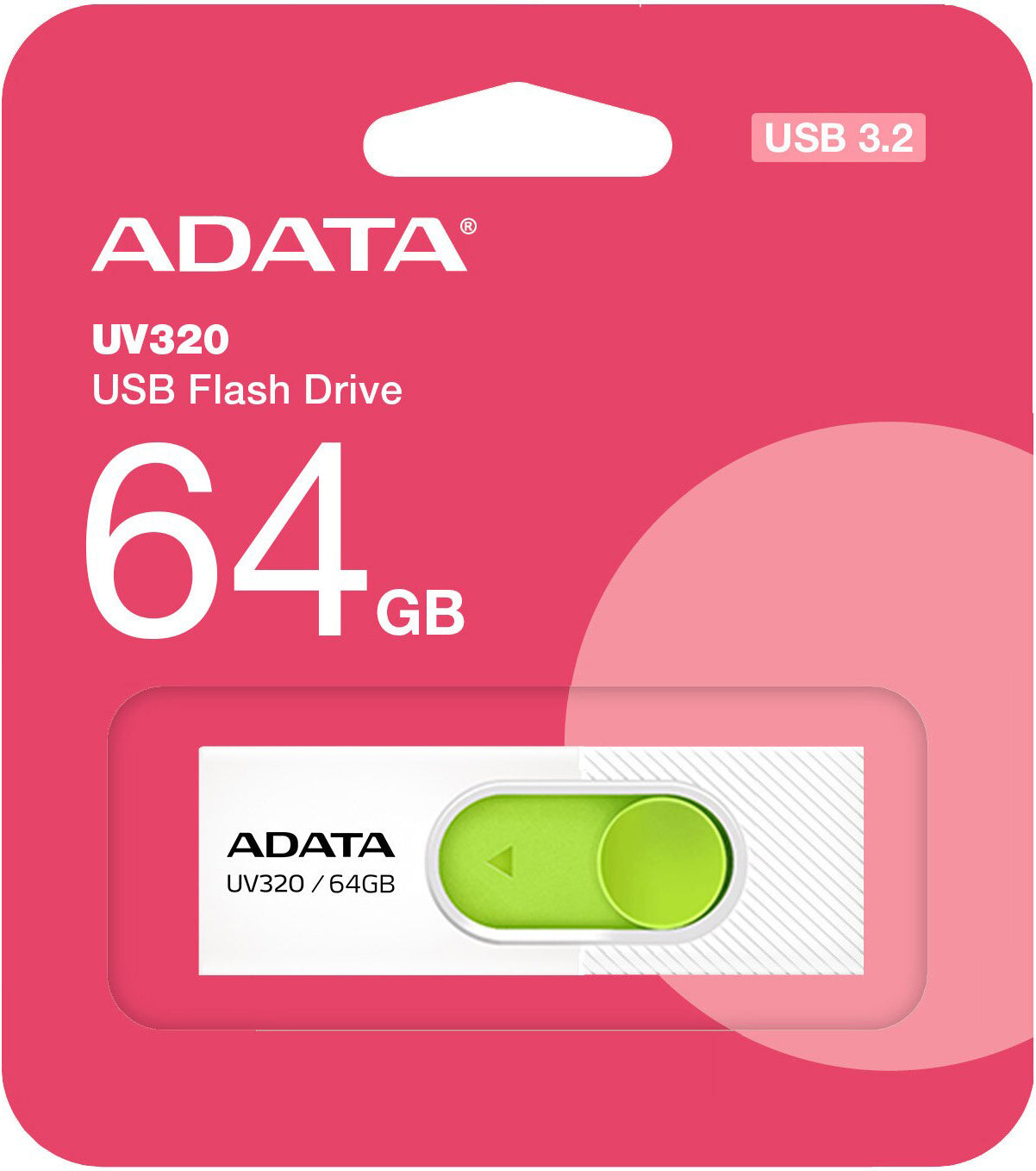 Memoria Esterna USB-A 3.2 Adata UV320, 64Gb AUV320-64G-RWHGN