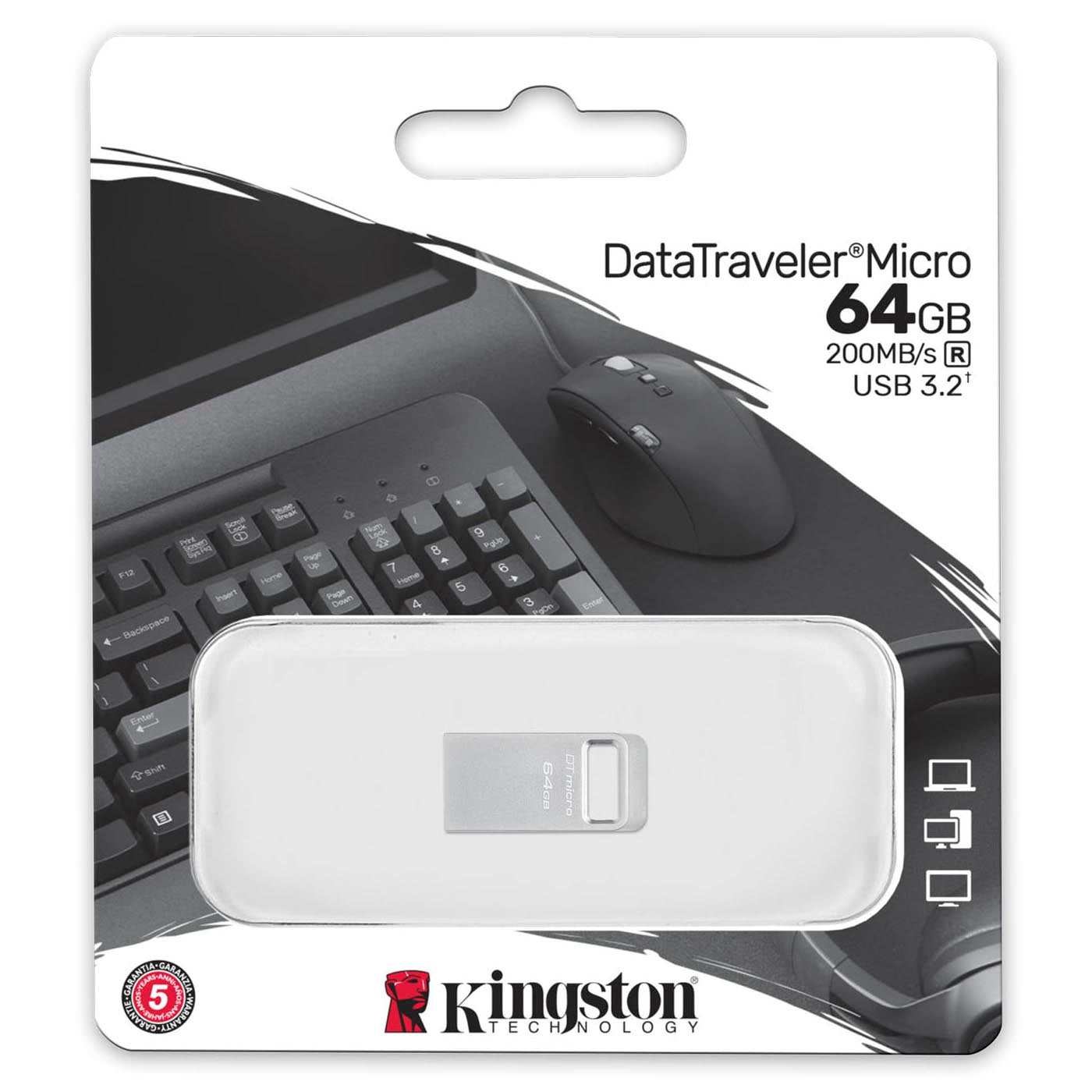 Memoria Esterna USB-A 3.2 Kingston Micro G2, 64Gb DTMC3G2/64GB