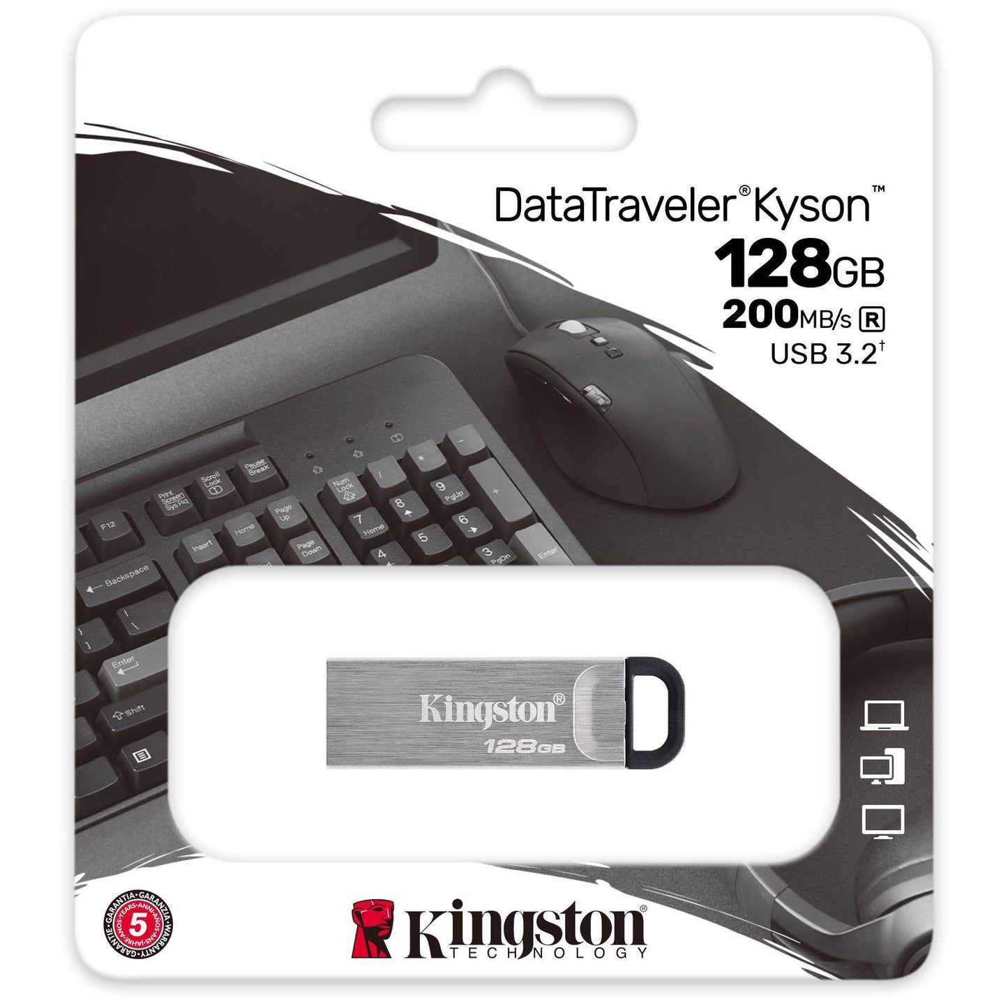 Mémoire Externe USB-A 3.2 Kingston DT Kyson, 128Gb DTKN/128GB