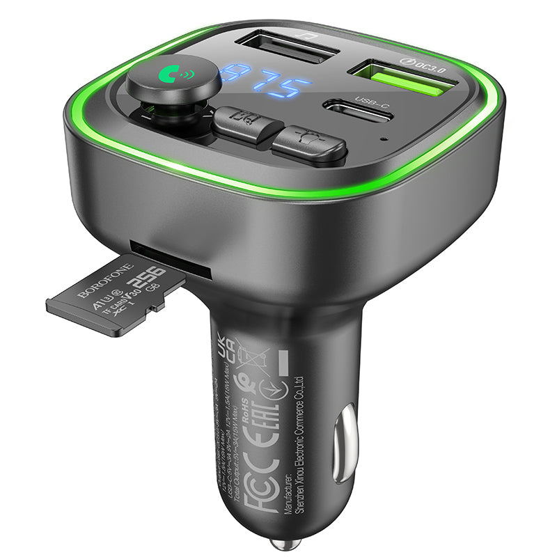Modulatore FM Bluetooth Borofone BC48, 2 x USB-A - 1 x USB-C - 1 x microSD