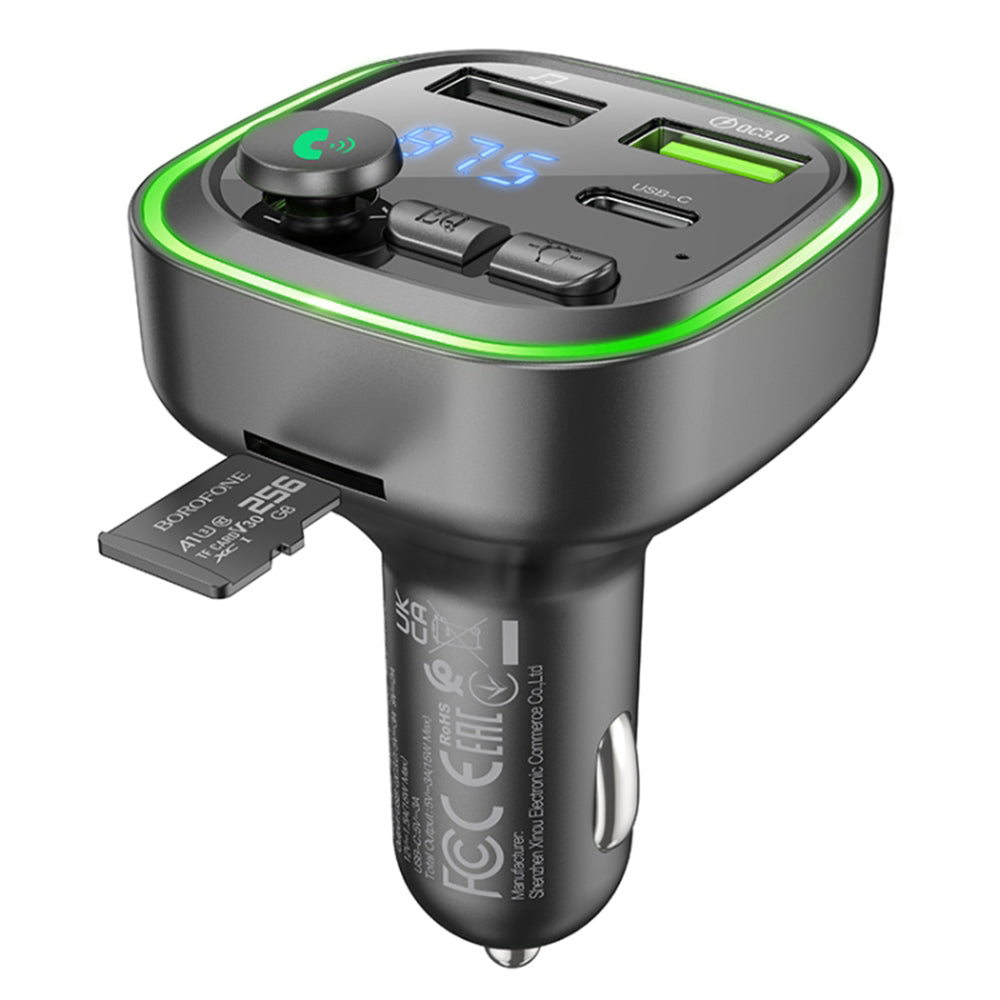 Modulatore FM Bluetooth Borofone BC48, 2 x USB-A - 1 x USB-C - 1 x microSD