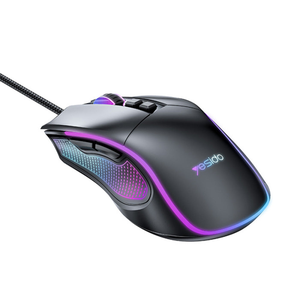 Souris Gaming Filaire USB Yesido KB20, RGB, 1000DPI - 7200DPI, Noir