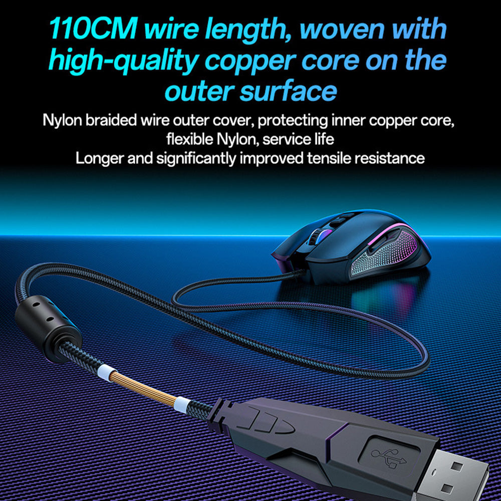 Souris Gaming Filaire USB Yesido KB20, RGB, 1000DPI - 7200DPI, Noir