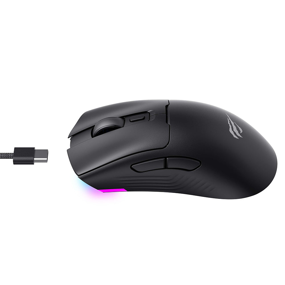 Gaming-Maus Wireless HAVIT MS966WB, 800DPI - 10000DPI, BT / Wi-Fi / Kabelgebunden, Schwarz