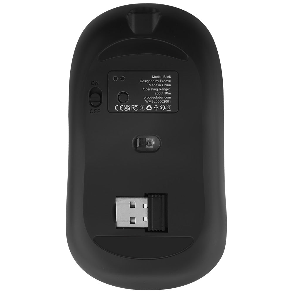 Souris sans fil Proove Blink, RGB, 800DPI - 1600DPI, BT / Wi-Fi, Noir WMBL00002001