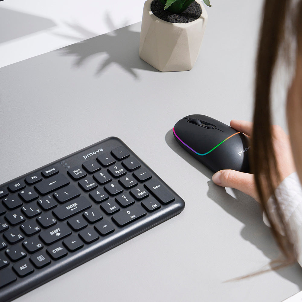Souris sans fil Proove Blink, RGB, 800DPI - 1600DPI, BT / Wi-Fi, Noir WMBL00002001