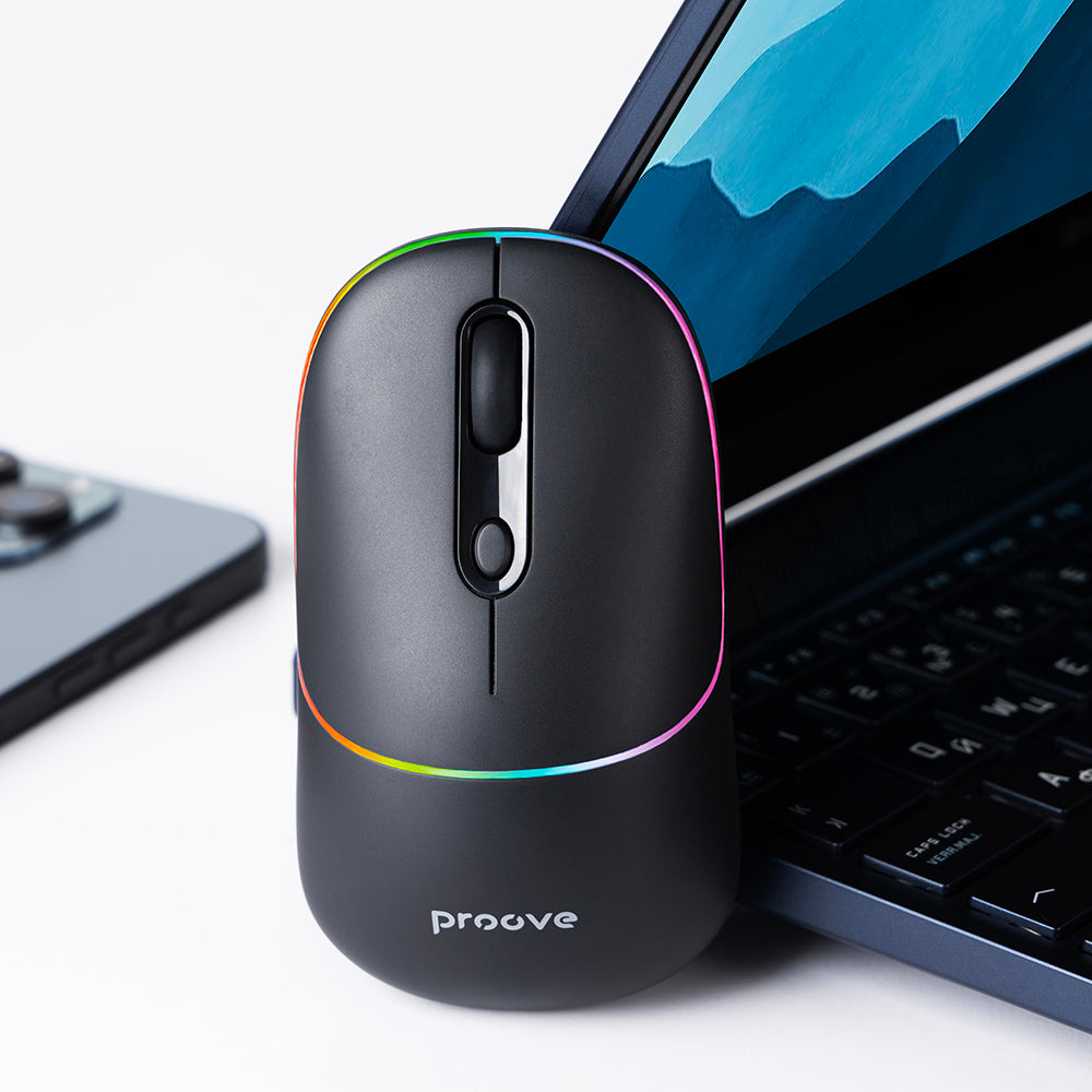Souris sans fil Proove Blink, RGB, 800DPI - 1600DPI, BT / Wi-Fi, Noir WMBL00002001