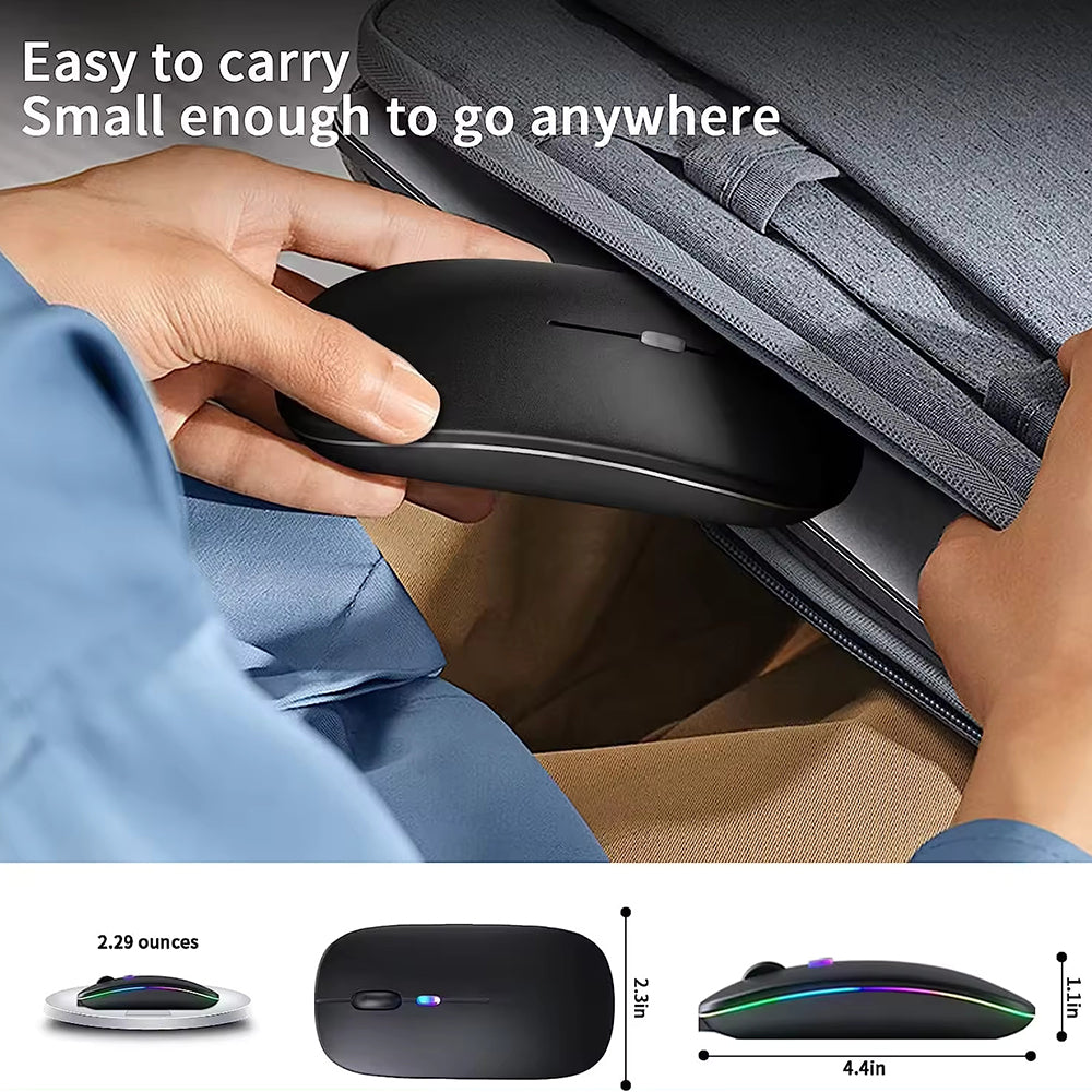 Wireless-Maus Techsuit M1, RGB, 1600DPI, BT / Wi-Fi, Schwarz