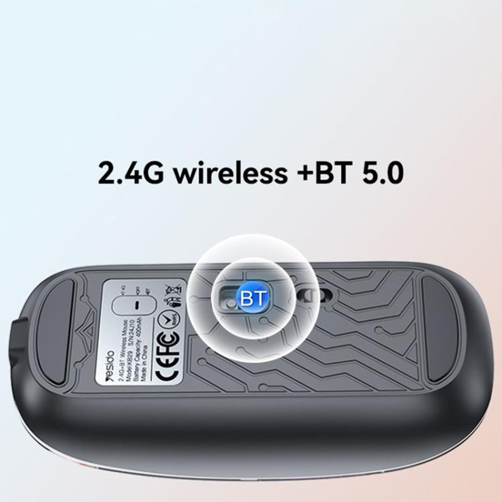 Yesido KB29 Wireless Mouse, 800DPI - 1600DPI, BT / Wi-Fi, Black