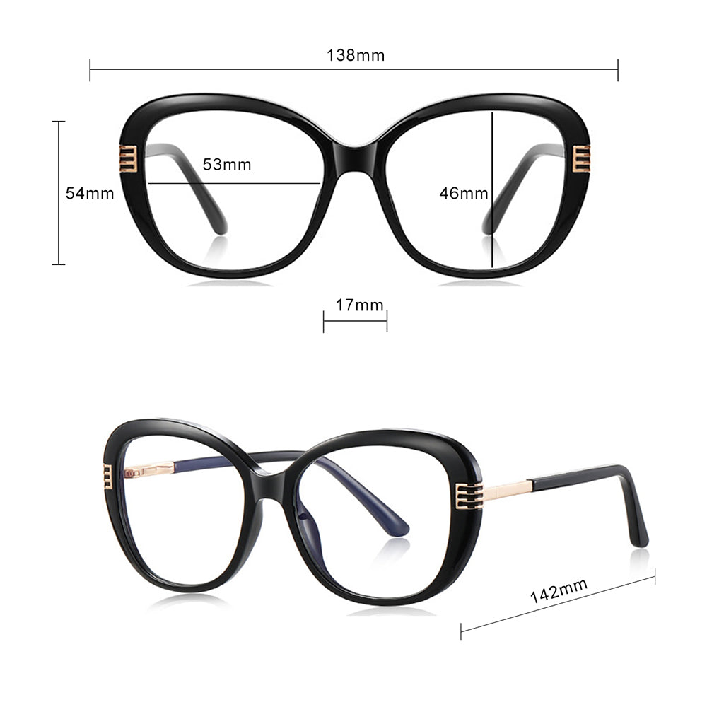 Lunettes d'ordinateur pour femmes Techsuit 2265, Anti-Lumière Bleue, Noires Dorées