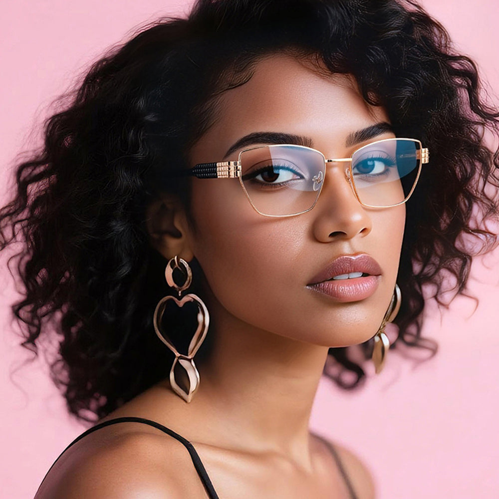 Lunettes d'ordinateur pour femmes Techsuit 3162, Anti-Lumière Bleue, Dorées