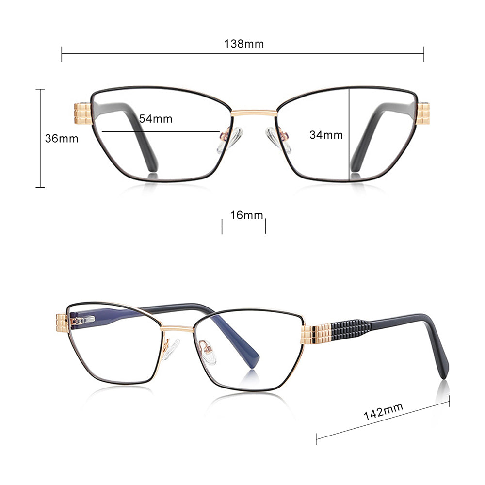 Lunettes d'ordinateur pour femmes Techsuit 3162, Anti-Lumière Bleue, Dorées