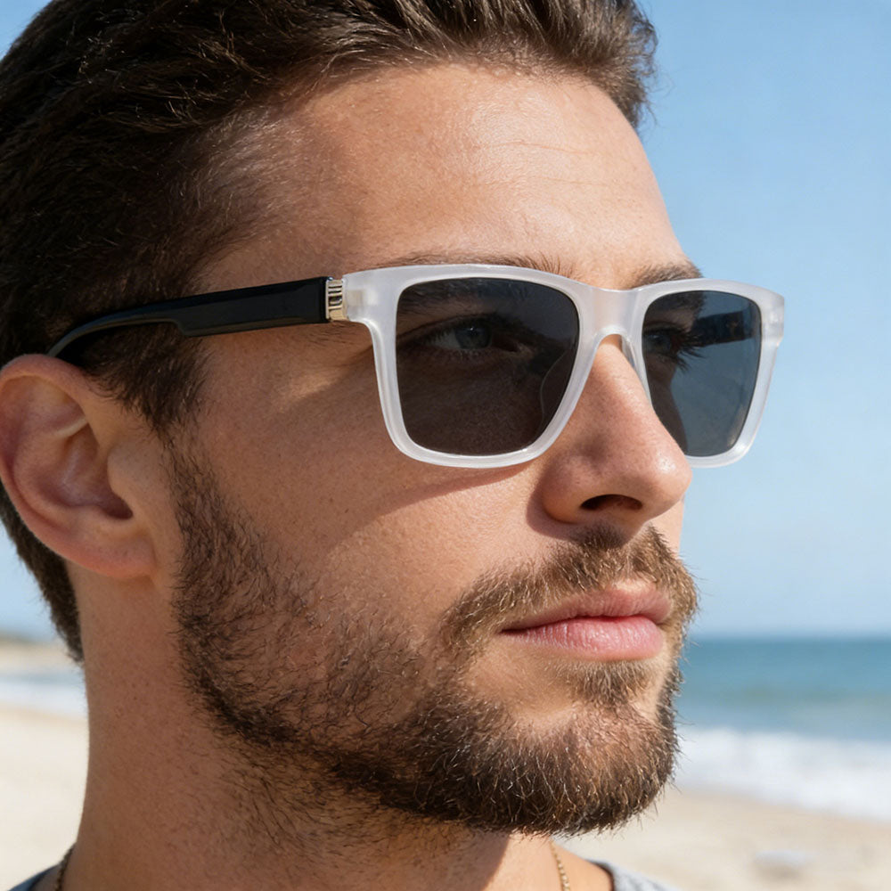 Lunettes de Soleil Homme Techsuit 8506, Polarisées, Protection UV, Bleu Mat Gris