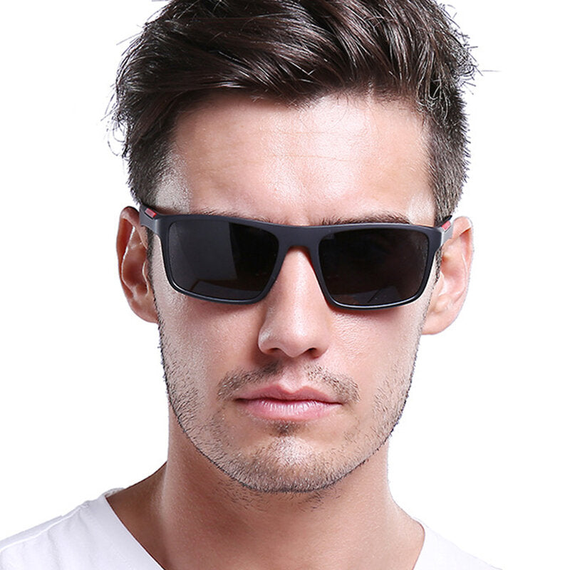 Occhiali da Sole Uomo Techsuit TR90 (MM101), Polarizzati, Protezione UV, Nero Opaco Grigio