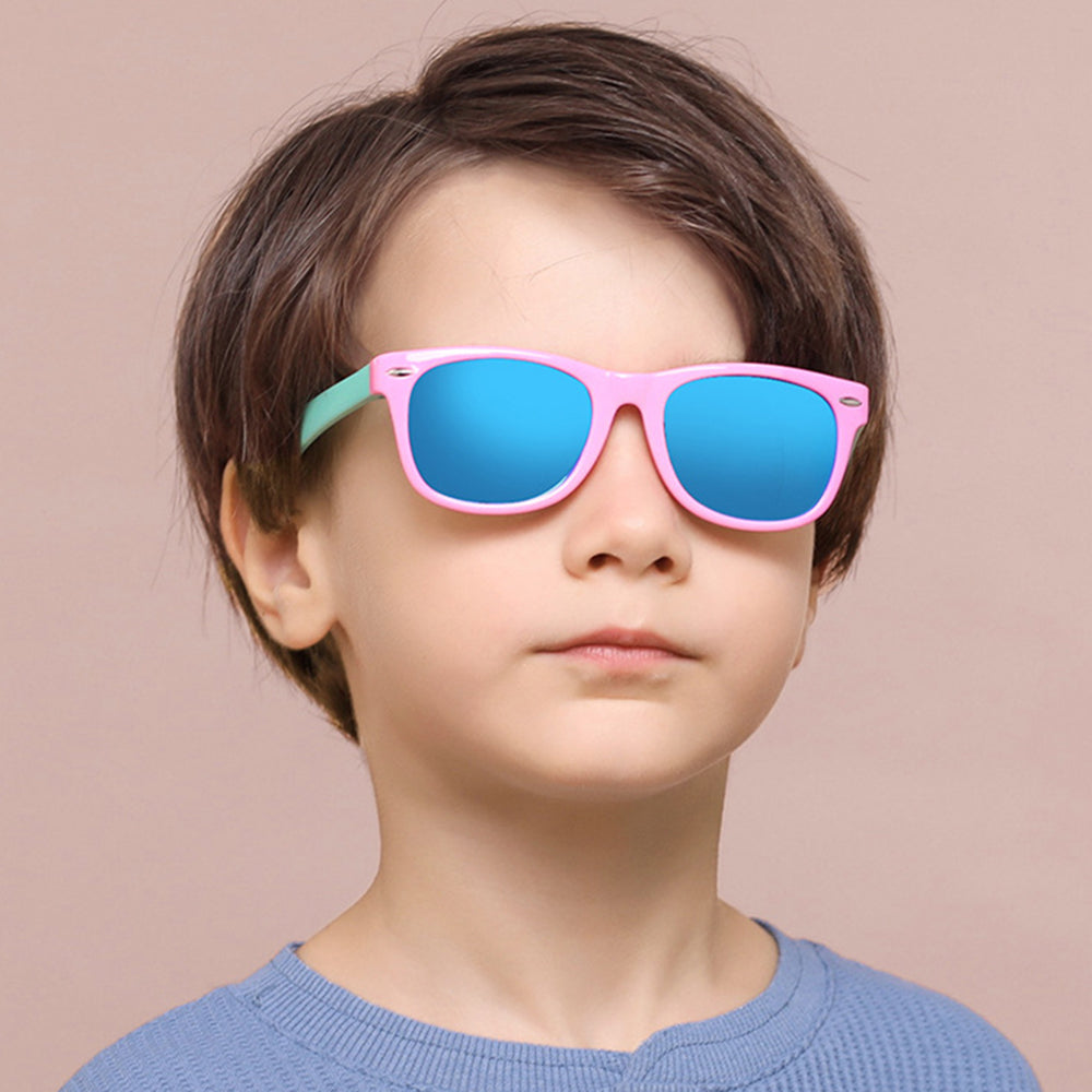 Techsuit D802 Kinder-Sonnenbrille, polarisiert, UV-Schutz, Schwarz Rosa