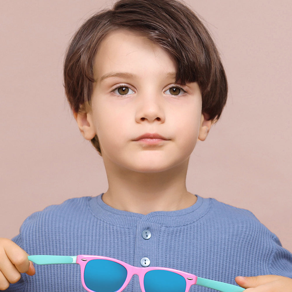 Techsuit D802 Kinder-Sonnenbrille, polarisiert, UV-Schutz, Schwarz Rosa