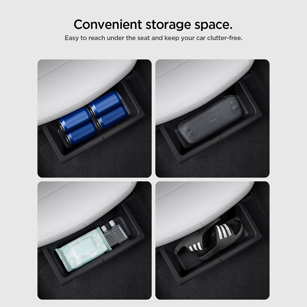 Organizer Auto Spigen TO222J con montaggio sotto il sedile per Tesla Y Juniper, Set da 2 pezzi