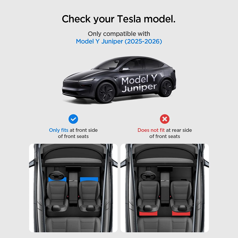 Organizer Auto Spigen TO222J con montaggio sotto il sedile per Tesla Y Juniper, Set da 2 pezzi