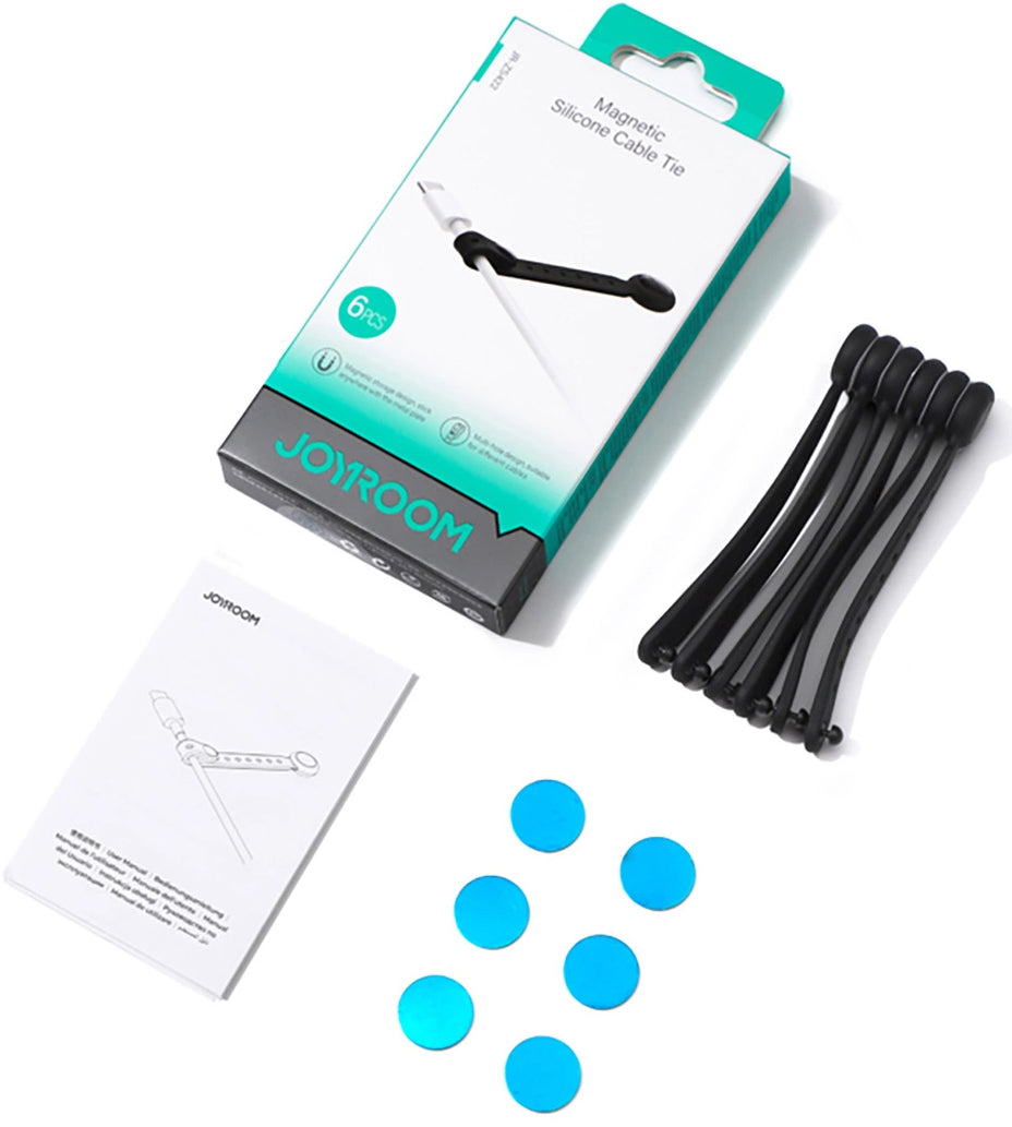 Organisateur de câbles Joyroom JR-ZS422, Magnétique, Set de 6 Pièces, Noir