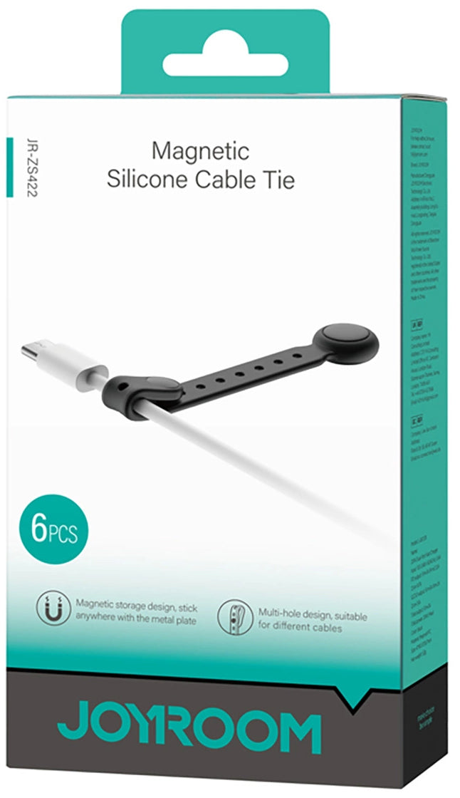 Organisateur de câbles Joyroom JR-ZS422, Magnétique, Set de 6 Pièces, Noir