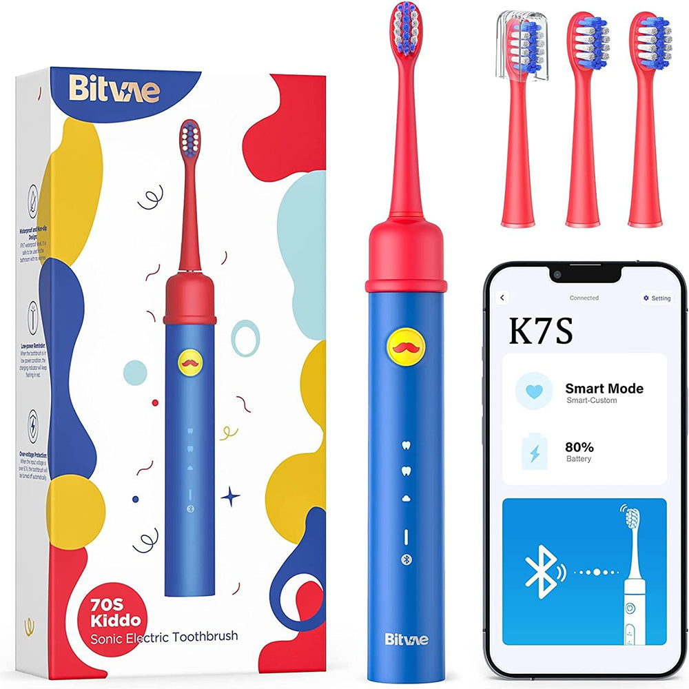 Spazzolino Elettrico per Bambini Bitvae BVK7S, Blu Rosso