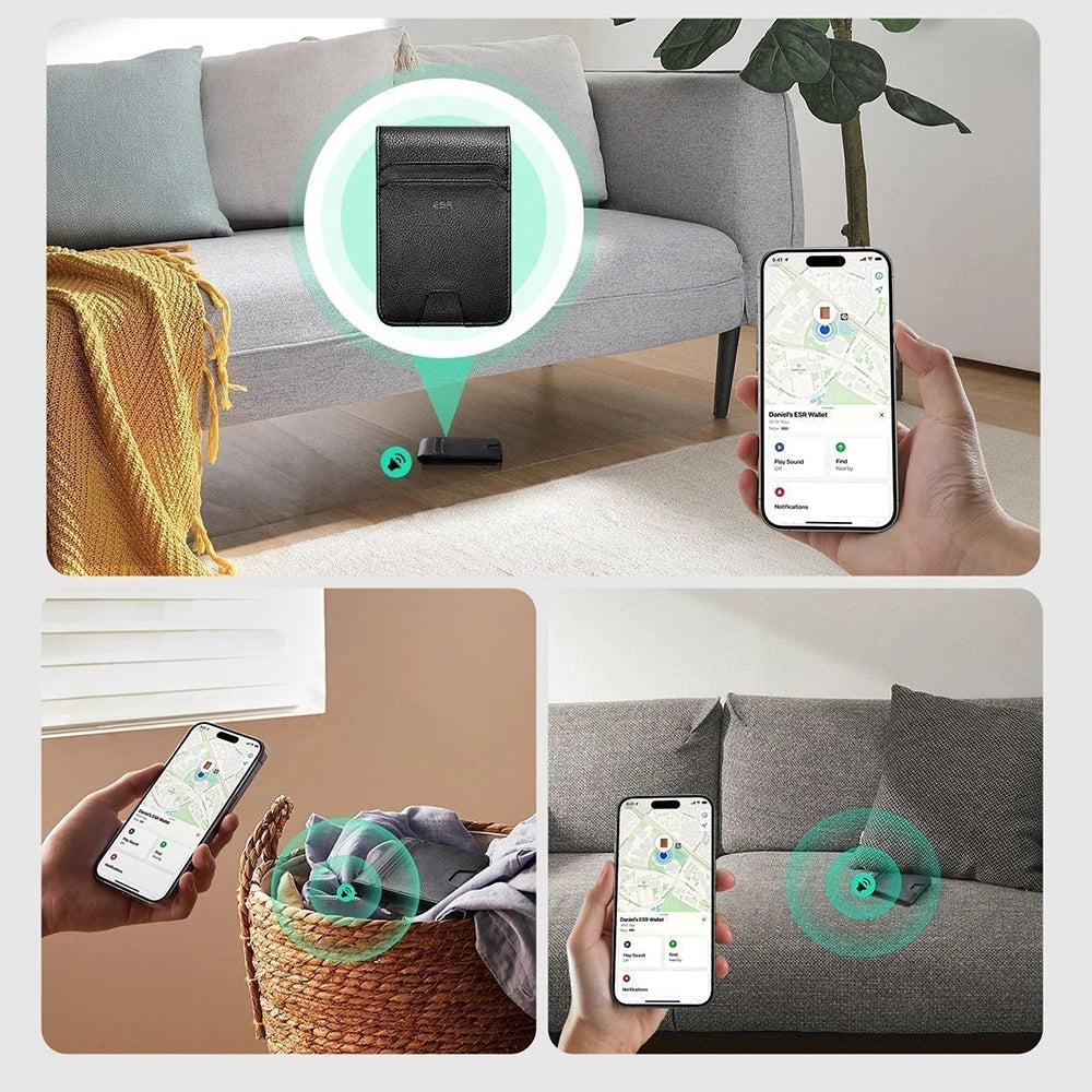 Portefeuille ESR Classic Geo Carbon avec fonction Find My et Protection RFID, Noir