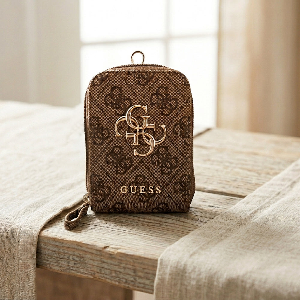 Geldbörse und Telefonkordel Guess 4G Metal Logo, Braun
