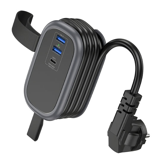 Netzwerk-Ladegerät HOCO NS6, 2 x USB-A - 1 x USB-C - 1 x Schuko, Schwarz