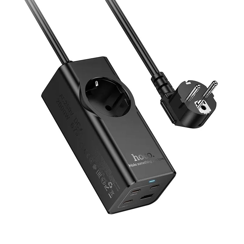 Rallonge HOCO NS9, 1 x Schuko, Noir