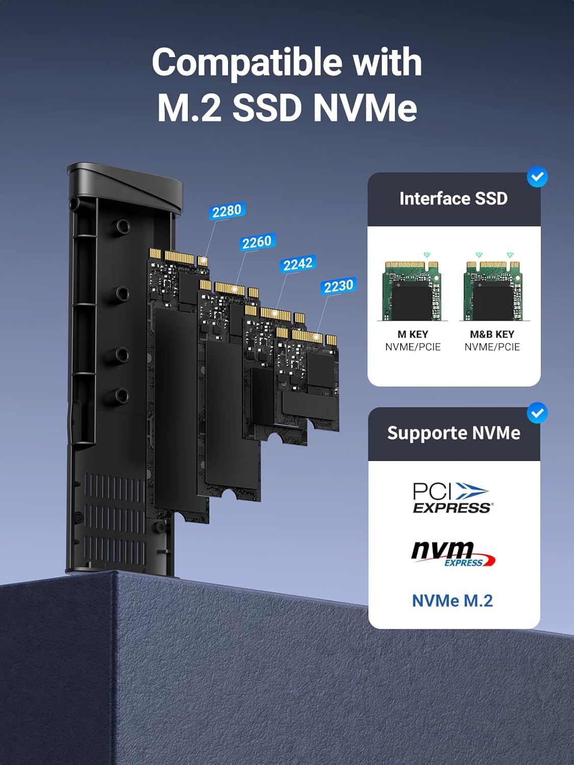 UGREEN CM767 Rack für M.2 NVMe SSD, Grau