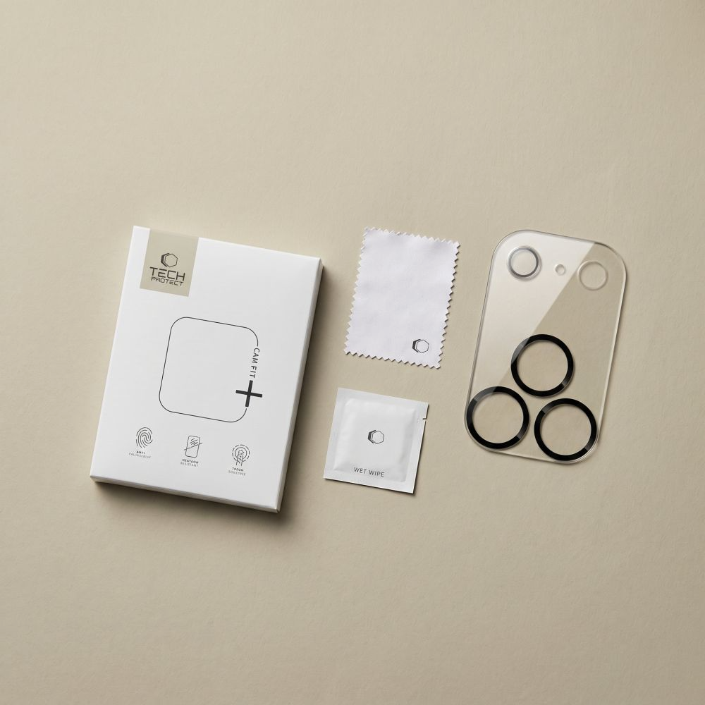 Cadre de protection pour caméra arrière Tech-Protect Cam Fit+ pour Apple iPhone 18 Pro Max, Verre trempé, Transparent