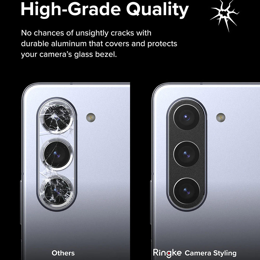 Cadre de protection pour caméra arrière Ringke Styling pour Samsung Galaxy Z Fold5 F946, Aluminium, Noir