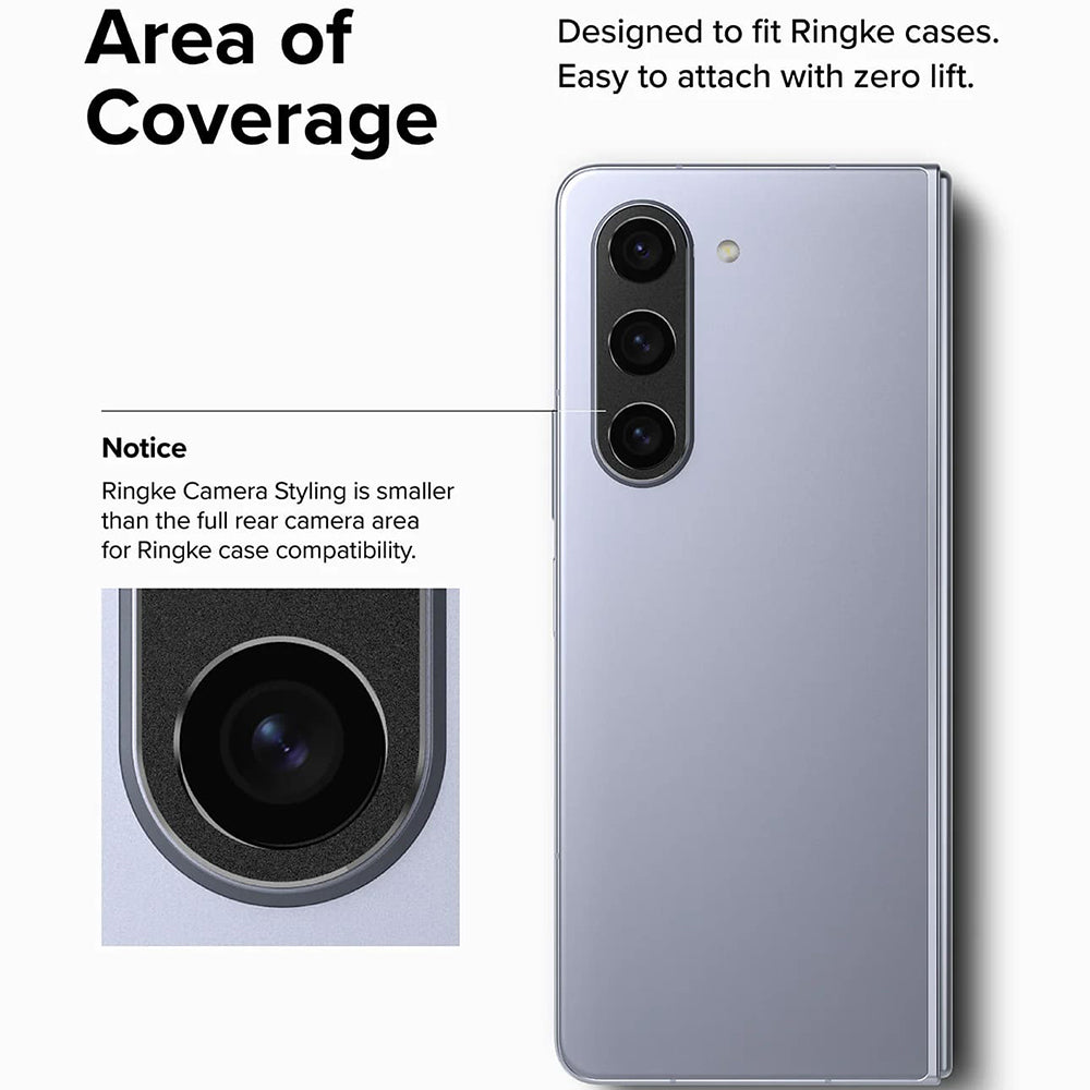 Cadre de protection pour caméra arrière Ringke Styling pour Samsung Galaxy Z Fold5 F946, Aluminium, Noir