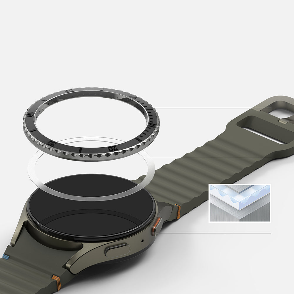 Ringke Premium Styling Schutzrahmen für Samsung Galaxy Watch7 40mm, Modell 3, Schwarz