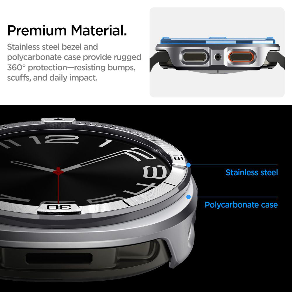 Spigen Tune Pro Pilot Schutzrahmen für Samsung Galaxy Watch9 / Watch8 44mm, Silber ACS10011