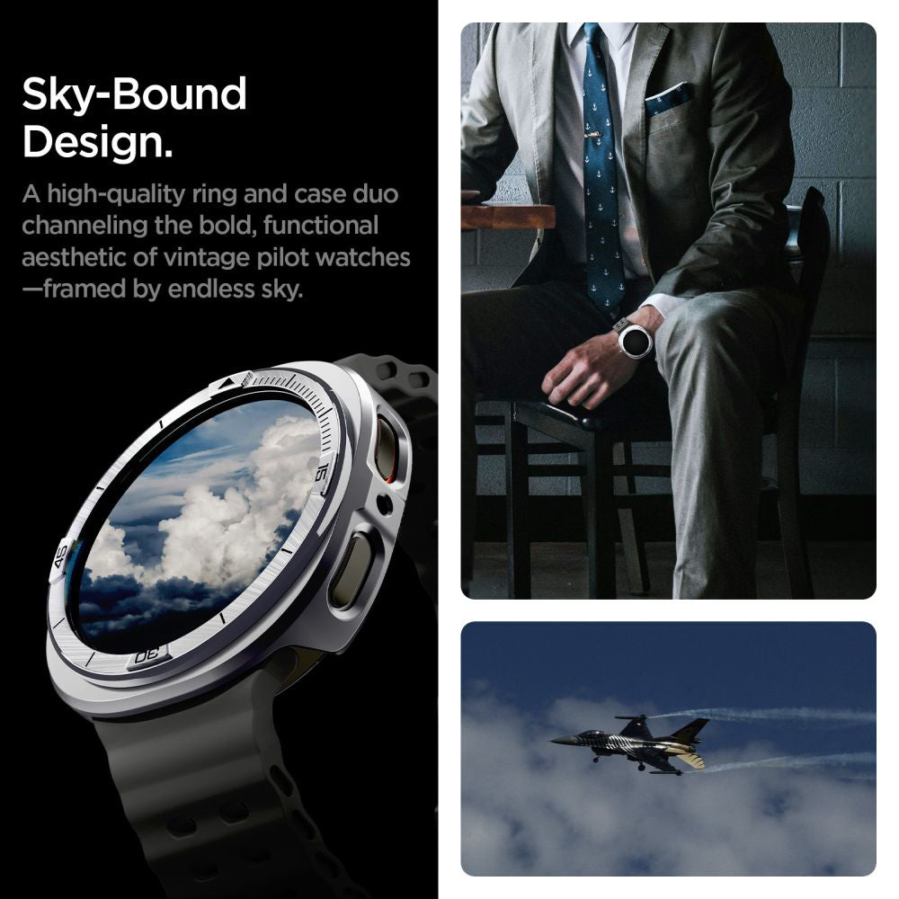 Spigen Tune Pro Pilot Schutzrahmen für Samsung Galaxy Watch9 / Watch8 44mm, Silber ACS10011