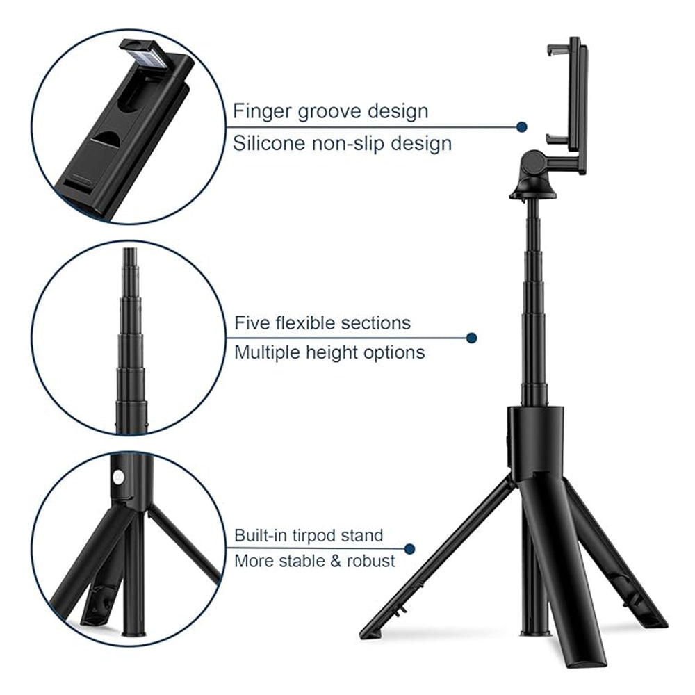 Selfie Stick Bluetooth Techsuit K22, Universale, Nero