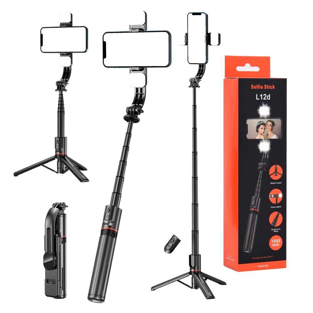 Selfie Stick Bluetooth Techsuit L12D, Universal, Black