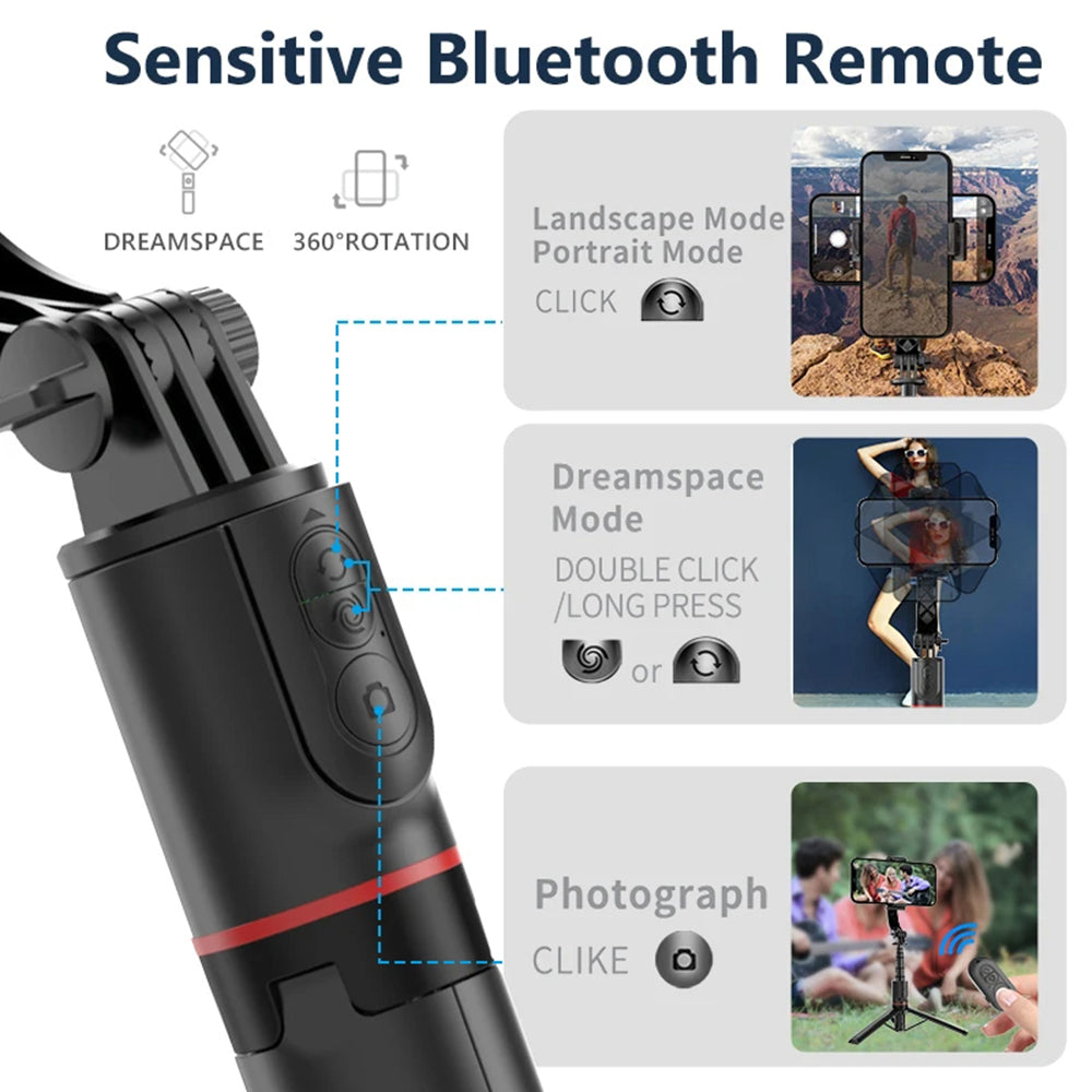 Selfie Stick Bluetooth Techsuit L19, Universale, Nero