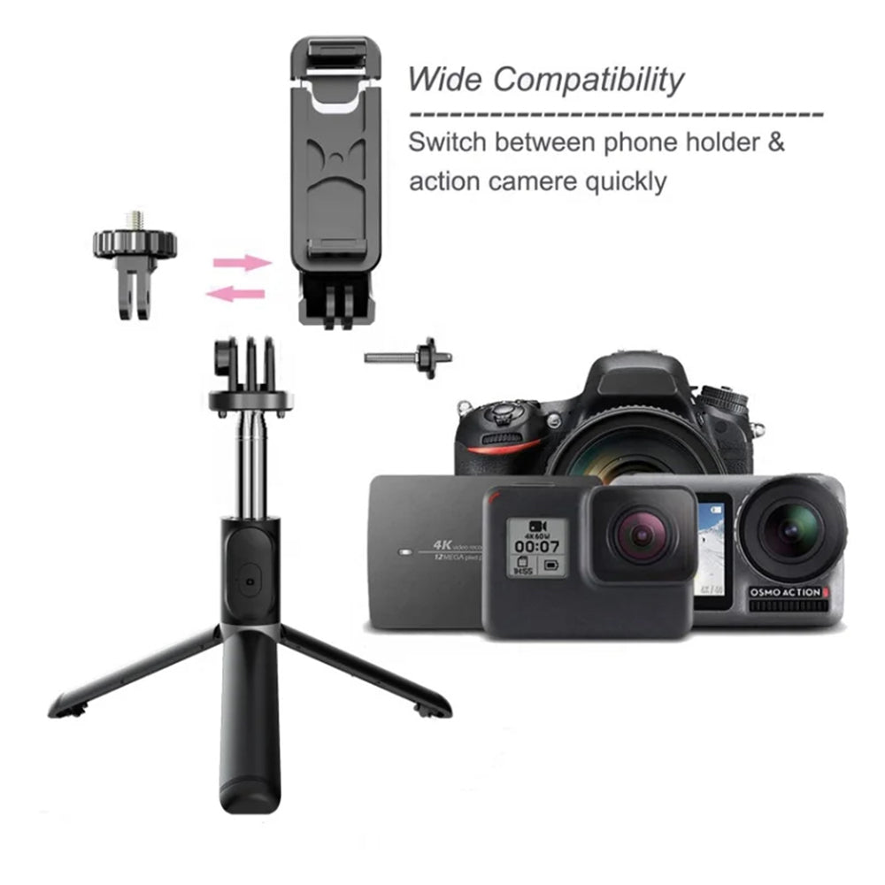 Selfie Stick Bluetooth Techsuit Q02, Universal, Schwarz