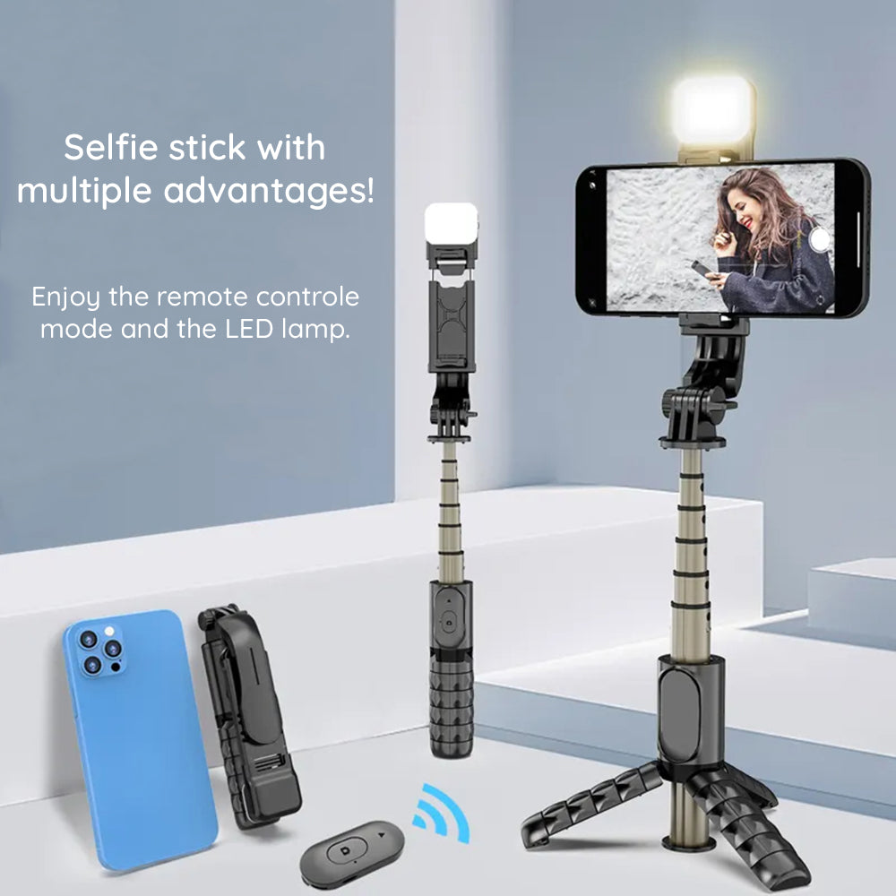 Selfie Stick Bluetooth Techsuit Q10s, Universale, Nero