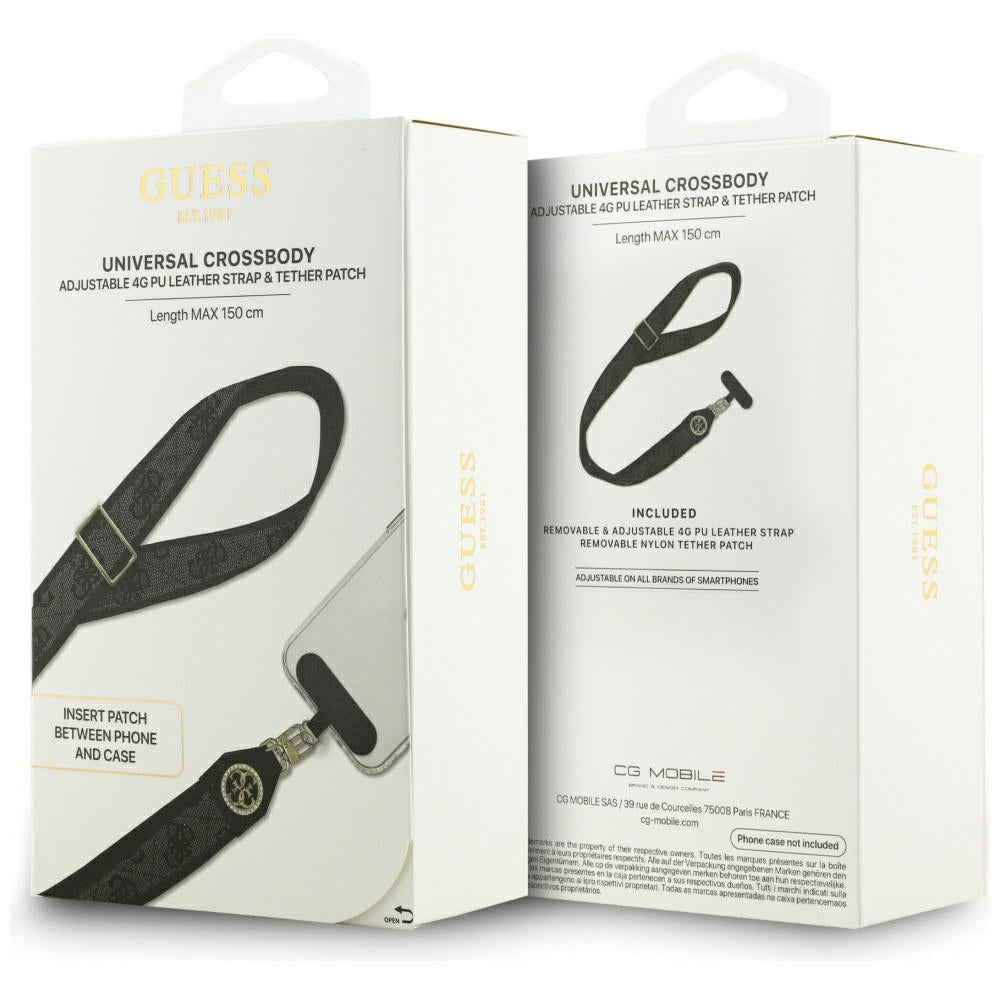 Cordon Téléphone Guess 4G Strass Logo Métallique, Noir