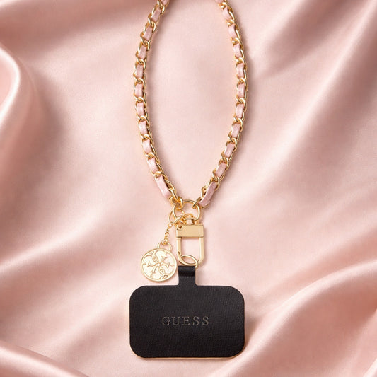 Guess Saffiano 4G Charm Telefonkordel, Schwarz