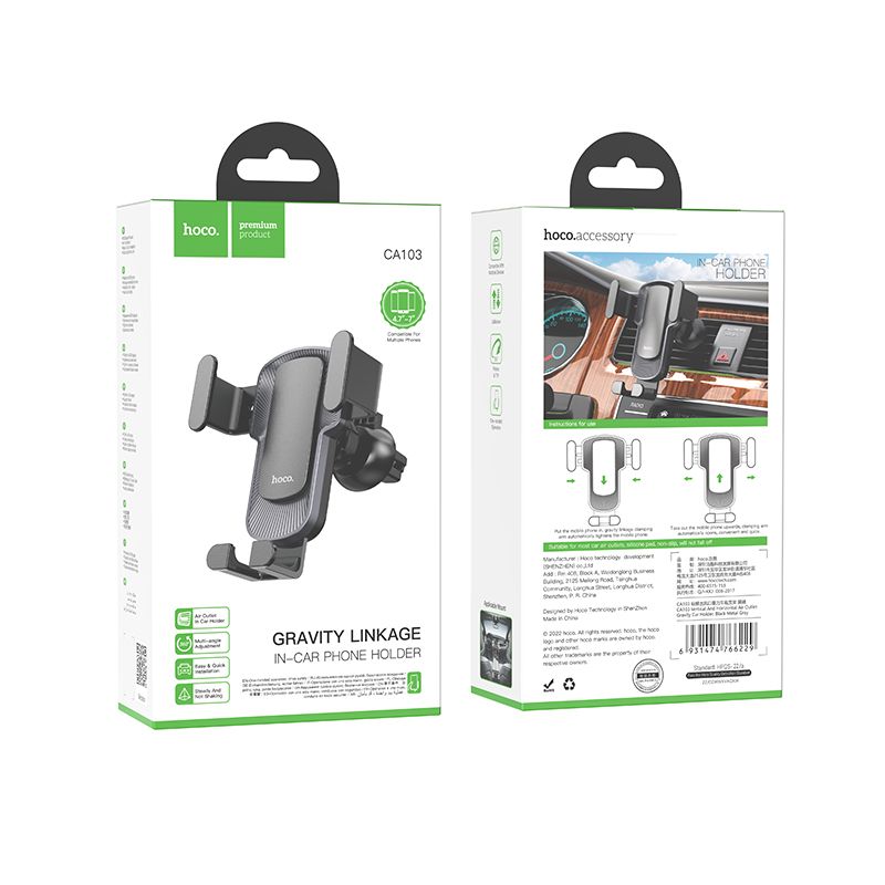 Supporto per auto HOCO CA103, universale, nero