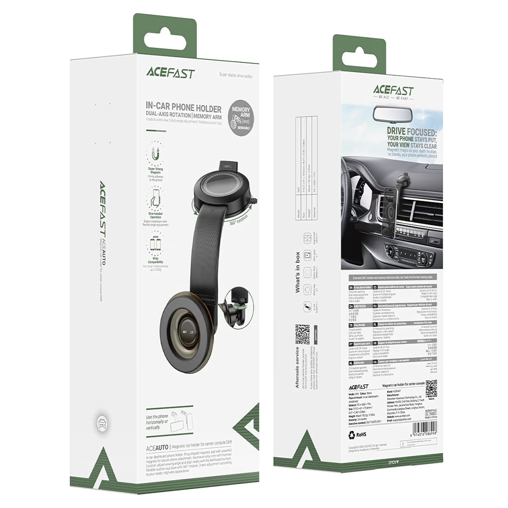Magnetische Auto-Halterung Acefast D69, 4,7 Zoll - 6,9 Zoll, Schwarz