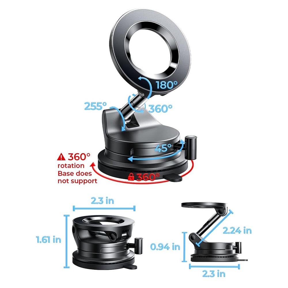 Supporto Auto Magnetico Lisen A608, 4 pollici - 7 pollici, Nero